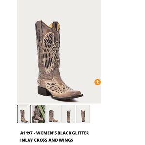 Corral Women's Black Glitter Inlay Cross and Wings Boots